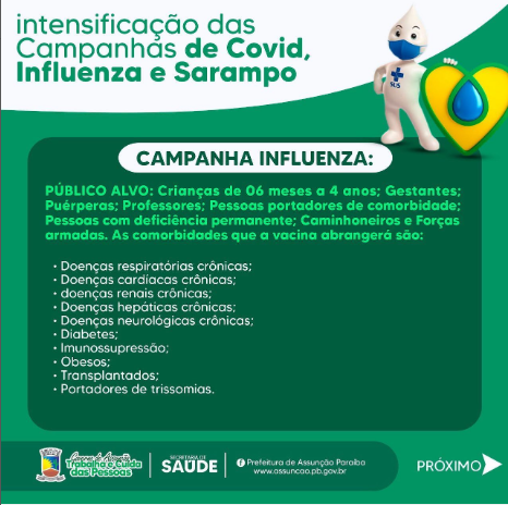 Secretaria de saúde intensifica vacinação contra a COVID, influenza e sarampo em Assunção